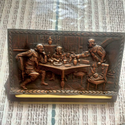 Decorative bronze relief plaque