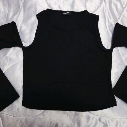 Tally Weijl cropped long-sleeve top, black, size Small