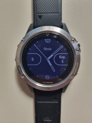 Garmin Fenix 5 Stainless Steel 47mm smartwatch σαν καινούργιο, ασημί με μαύρο λουράκι