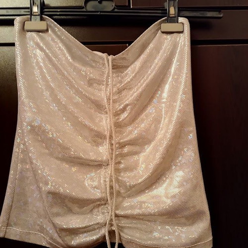 JLO strapless top silver like new, lamé, rhinestone