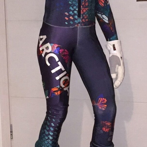 Arctica kids' racing ski suit used, size M, blue multicolor