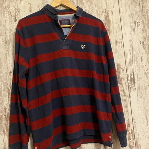 The Bostonians Rugby Polo Shirt XL like new, red and navy striped