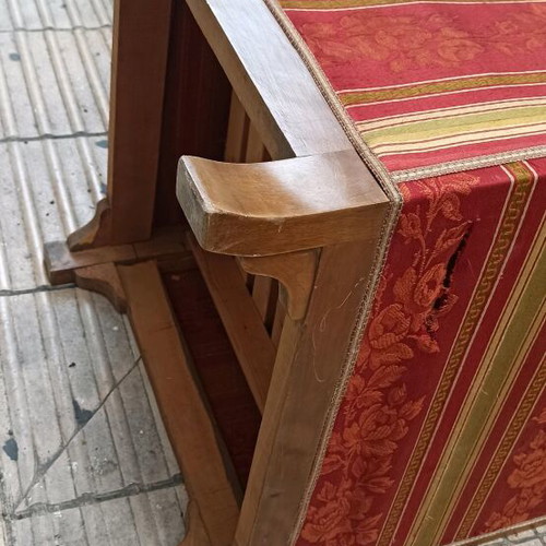 Interwar armchair used with fabric and varnish wear