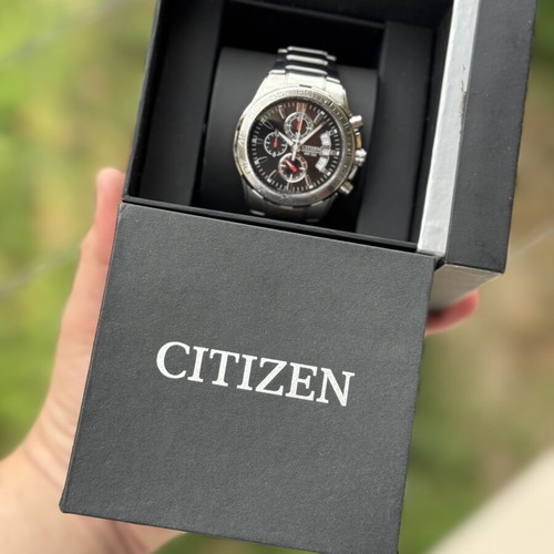 Citizen WR100 Chronograph watch used, stainless steel, black