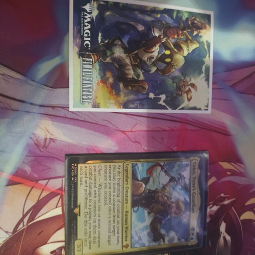 Magic the Gathering Commander deck Tidus, Yuna's Guardian with Final Fantasy card sleeves