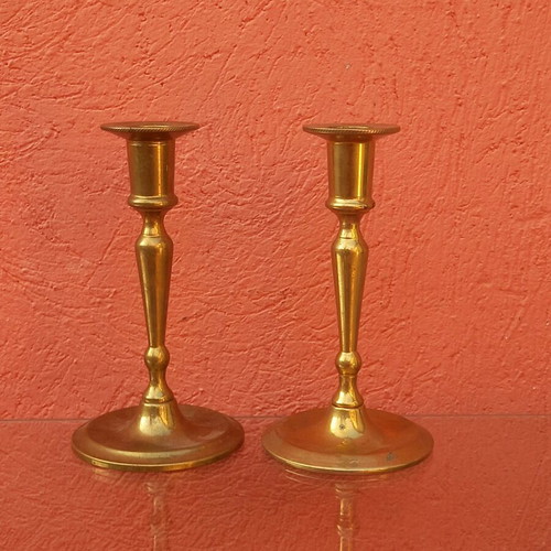 Brass candlesticks, height 15 cm