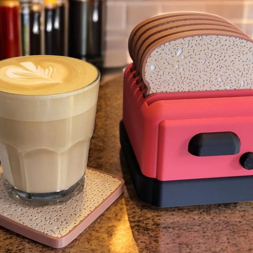 Bread Slice Coasters new, 3D printed creative kitchen accessory