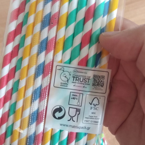 Paper straws straight new, ecological, pack of 1