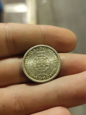 Silver coin Portugal 1960 used, 0.650° purity