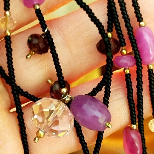 Long women's necklace like new, gold-plated silver multicolor