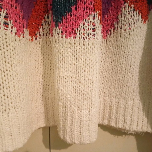 Zara Knit knitted sweater used, size L, white multicolor