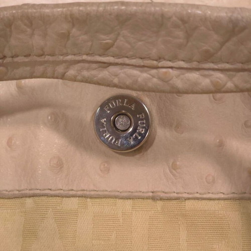 Furla beige ostrich texture leather shoulder bag