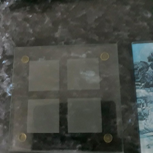 Glass square coasters with design, pack of 3, like new