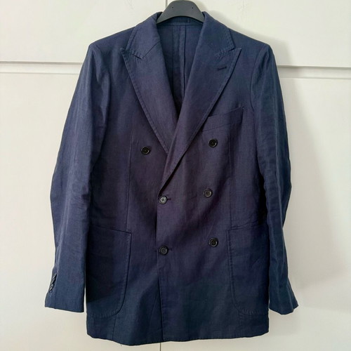 Gutteridge double-breasted linen jacket blue like new, size 48