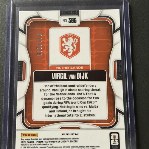 Virgil Van Dijk Orange Pandora collectible card new