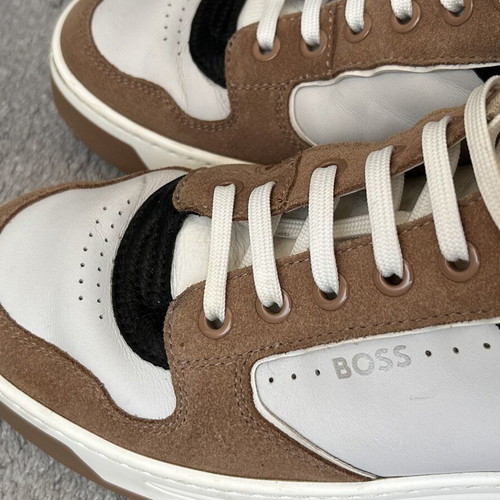 Hugo Boss Baltimore Hito leather sneakers size 40 like new, brown and white
