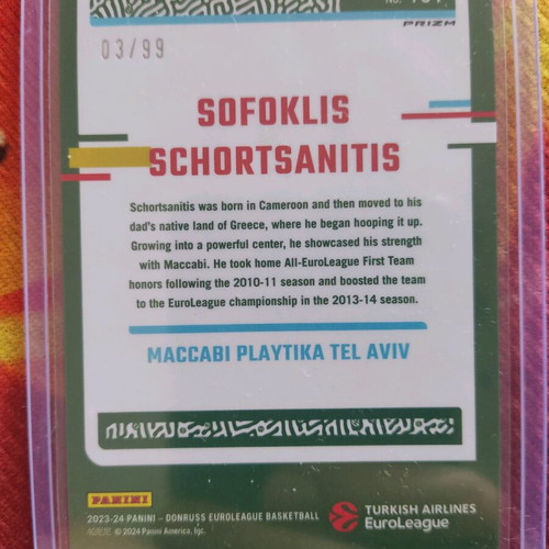 Big Sofo red parallel card Sofoklis Schortsanitis Legends optic Maccabi Tel Aviv 3/99 like new