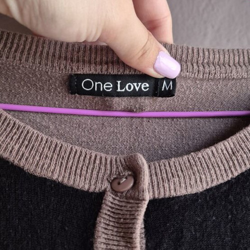 One Love striped cardigan like new, black and brown, size M