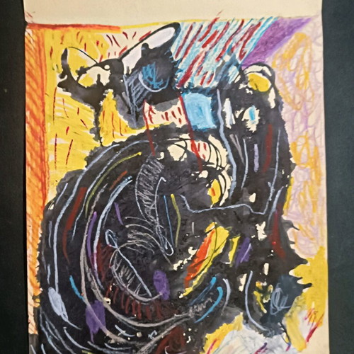Diptych modern artwork THE CHILD AND HIS GOAT made to order