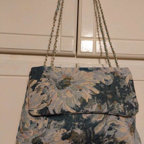Fabric bag new with floral design mint color
