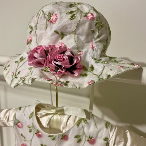 Baptism dress set with hat Aletta Italy new