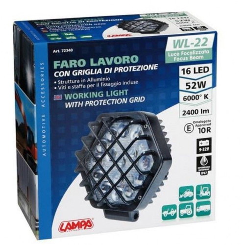 Work light WL-22 16LED 52W 2400lm 9-32V new, focus beam