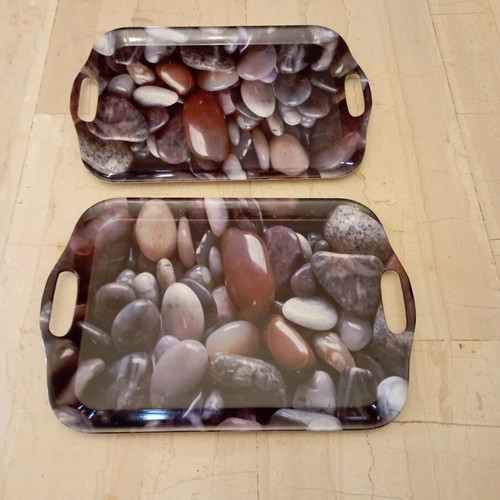 Serving trays set of 2, new, hard plastic, 42.5x29cm