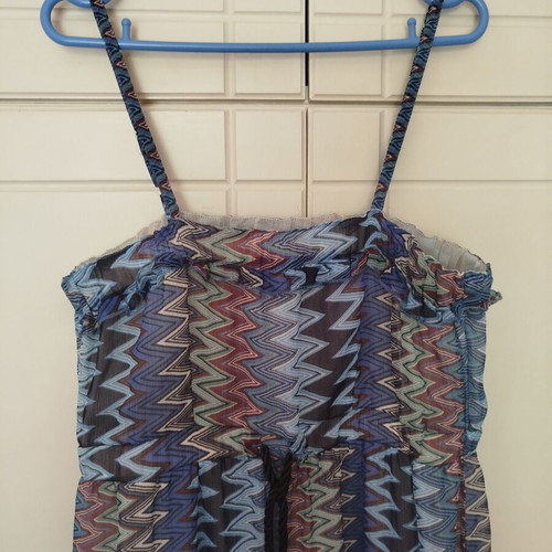 Blue women's dress zig-zag pattern size S/M like new