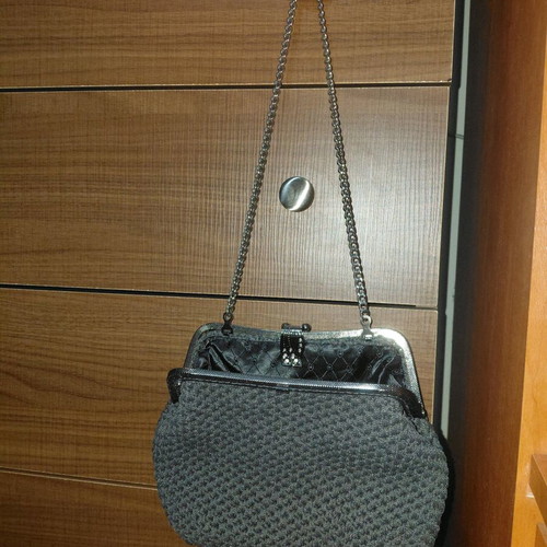 Handmade shoulder bag unused, gray knitted