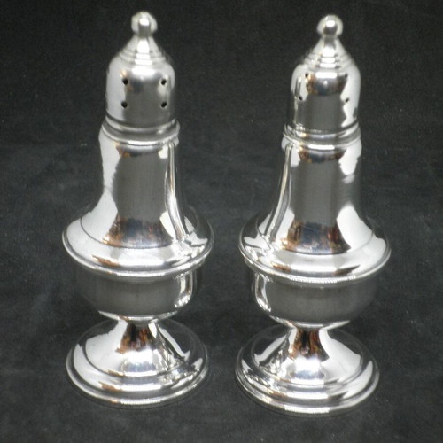 Antique Empire Sterling Weighted silver salt shaker set used