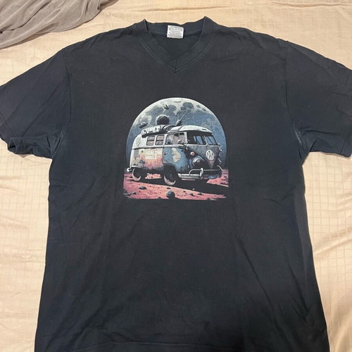 T-shirt tee vintage logo w.v size XXL used, black, V-neck