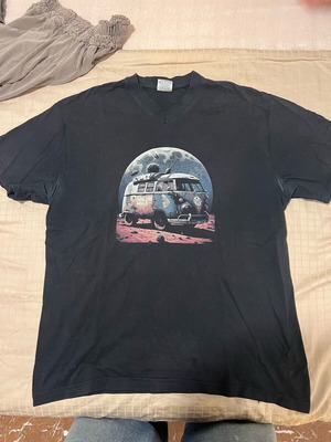 T-shirt tee vintage logo w.v size XXL used, black, V-neck