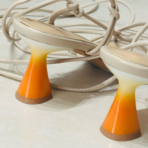 Migato sandals with straps and unique heel, like new