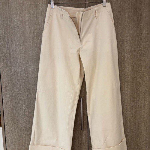 Milkwhite low-rise pants with cuffs new, size L 40 12, white