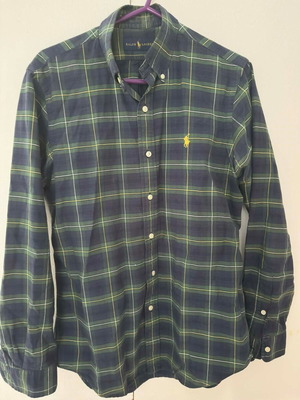 Ralph Lauren shirt like new, regular fit, size Small with Medium fit, blue and green