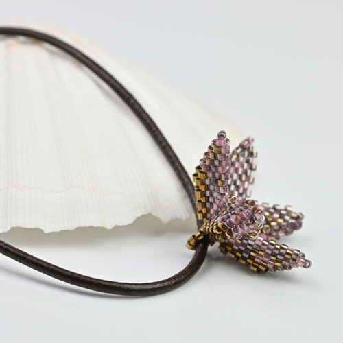 Necklace with unique purple and gold flower custom made