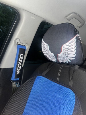 Recaro σετ 15 αξεσουάρ αυτοκινήτου με μπλε καλύμματα καθισμάτων και μινιατούρα Subaru WRX STI