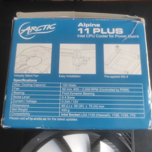 Arctic Alpine 11 Plus CPU Cooler new, compatible with Intel LGA 1150-775