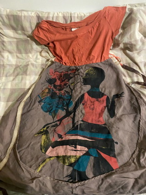 Attrattivo linen dress like new, beige and red