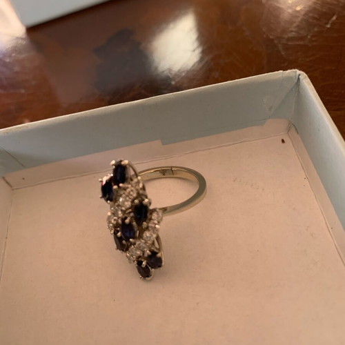 Vintage Sapphire And Diamond White Gold 14K Ring Like New
