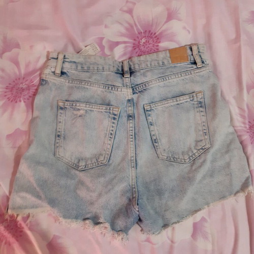 Zara denim shorts used, turquoise, size XS