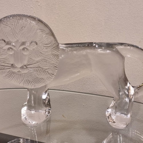 Glass lion table sculpture Bertil Vallien for Kosta Boda like new