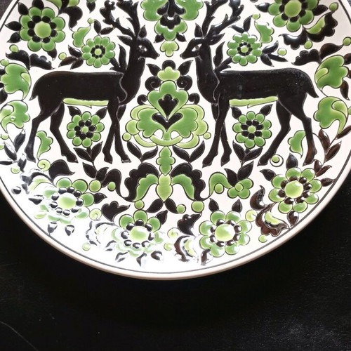 Faros Keramik vintage decorative plate with enamel, like new