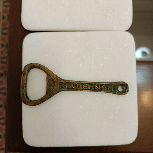 Collectible metal lemonade bottle opener Parthenon used