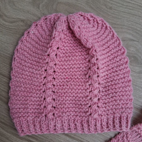 Hat and scarf set like new, handmade, pink
