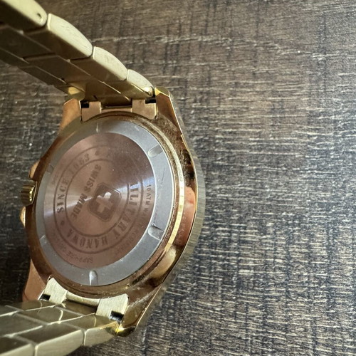 Swiss Military Hanowa diver style watch gold and blue new