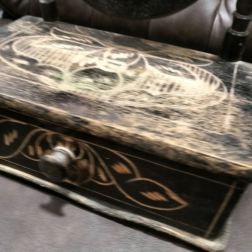 Carved mirror with drawer used, antique item