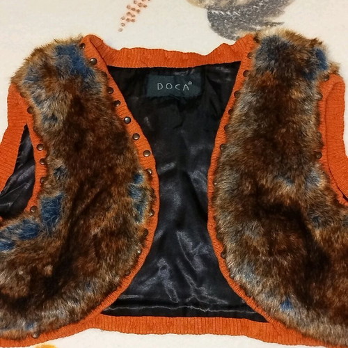 Doca women's fur vest new with decorative metal buttons