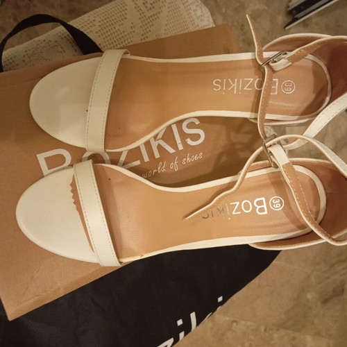 Bozikis white sandal, bridal and evening, 11.5 cm heel