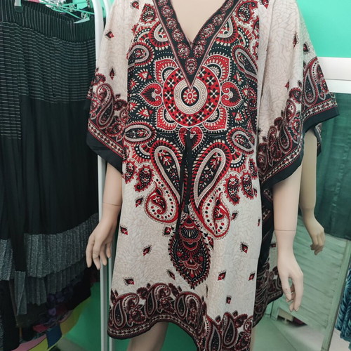 Rima Beachwear short kaftan 150cm red black beige